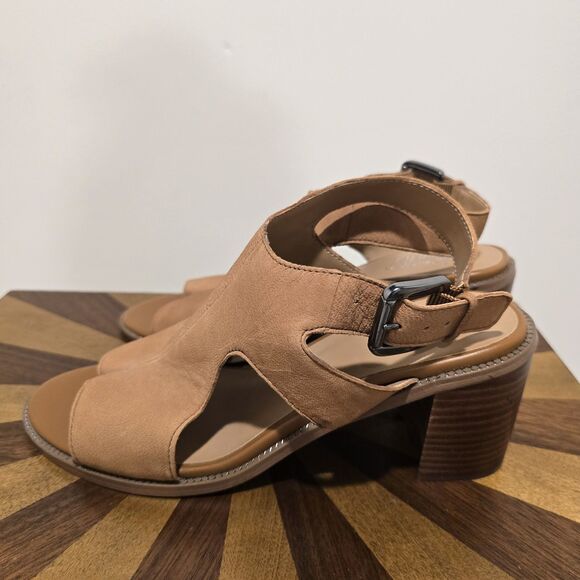 FRANCO SARTO BROWN LEATHER COMFORT SANDALS SIZE 8.5 M Womens Block Heel Boho - Picture 6 of 13